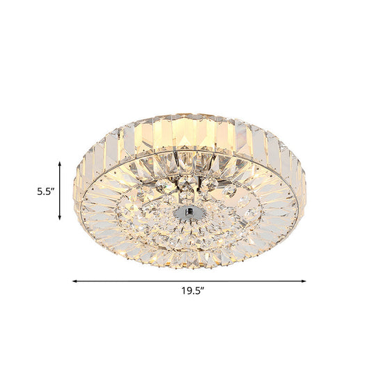 Gold Crystal Flushmount Ceiling Light With 6 Beveled Cut Heads - Perfect For Bedroom Simplicity