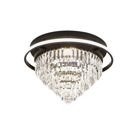 Modern Crystal Led Bedroom Flush Light With Prism Cone And Halo Ring