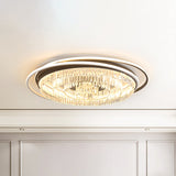 Modern Led Crystal Ceiling Lamp: Layered Circle Design Black & White Flush Mount