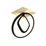 Modern Acrylic White/Black Led Ceiling Lighting For Bedroom - Ring And Rhombus Flush Mount In
