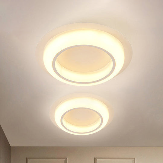 Nordic Led Circle Ceiling Light In Acrylic - Sleek Flush Mount For Bedroom