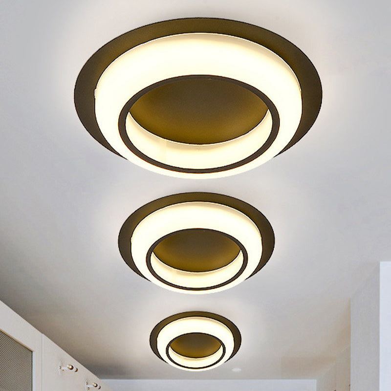 Nordic Led Circle Ceiling Light In Acrylic - Sleek Flush Mount For Bedroom