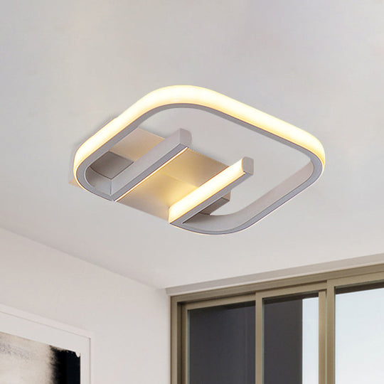 Geometric Led Ceiling Light In Nordic White/Black/Gold With Metallic Finish - Perfect For Hallways