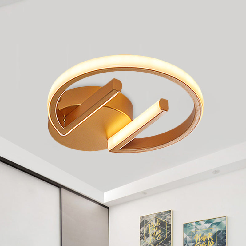 Gold Geometric Led Ceiling Light With Flush Mount And Warm/White