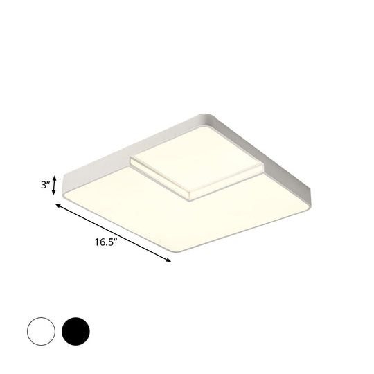 Modern Led Square Flush Mount Ceiling Light Fixture - White/Black White/Warm (16.5’/20.5’ W)