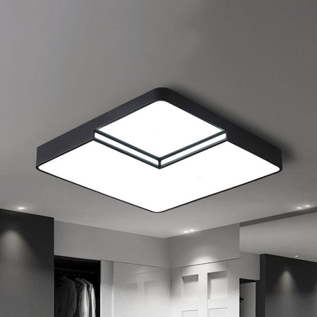 Modern Led Square Flush Mount Ceiling Light Fixture - White/Black White/Warm (16.5/20.5 W) Black /