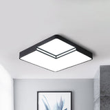 Modern Led Square Flush Mount Ceiling Light Fixture - White/Black White/Warm (16.5/20.5 W)