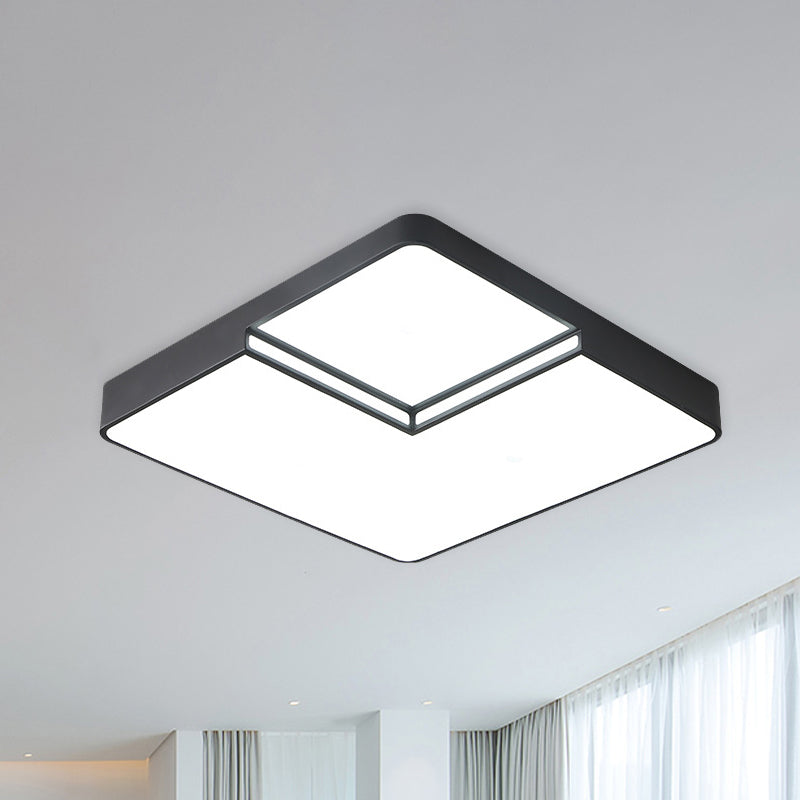 Modern Led Square Flush Mount Ceiling Light Fixture - White/Black White/Warm (16.5’/20.5’ W)