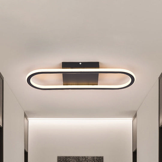 Ellipse Led Ceiling Light - 15/19 Metal Flush Mount Simple Black/White Design White/Warm Glow Black