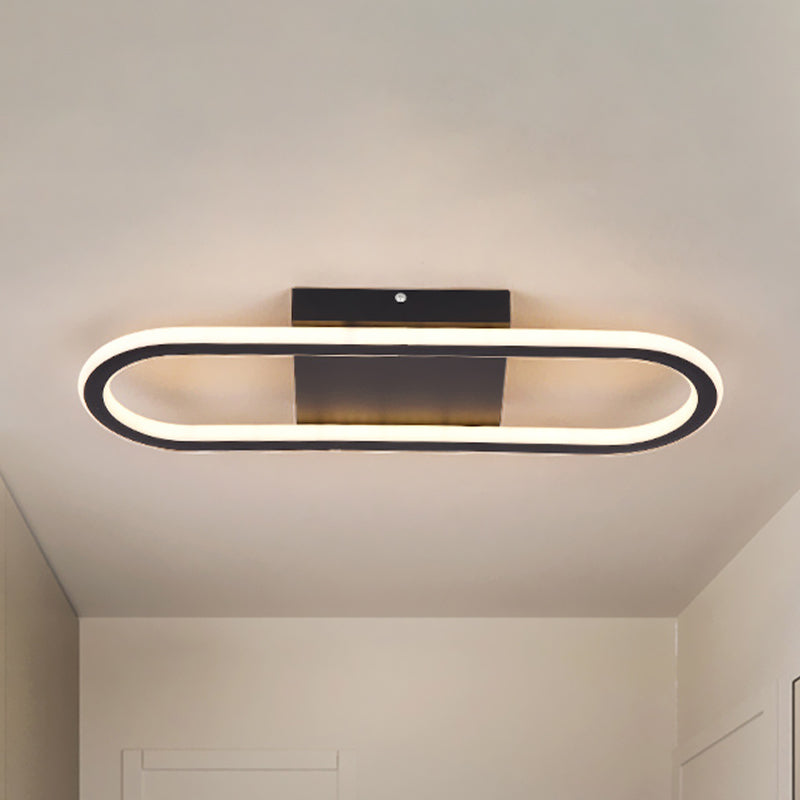 Ellipse Led Ceiling Light - 15’/19’ Metal Flush Mount Simple Black/White Design White/Warm Glow