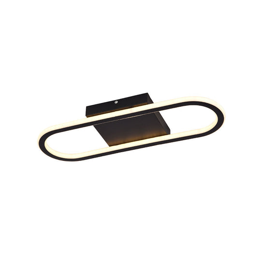 Ellipse Led Ceiling Light - 15/19 Metal Flush Mount Simple Black/White Design White/Warm Glow