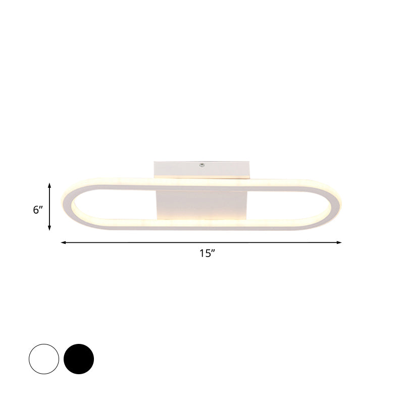 Ellipse Led Ceiling Light - 15’/19’ Metal Flush Mount Simple Black/White Design White/Warm Glow