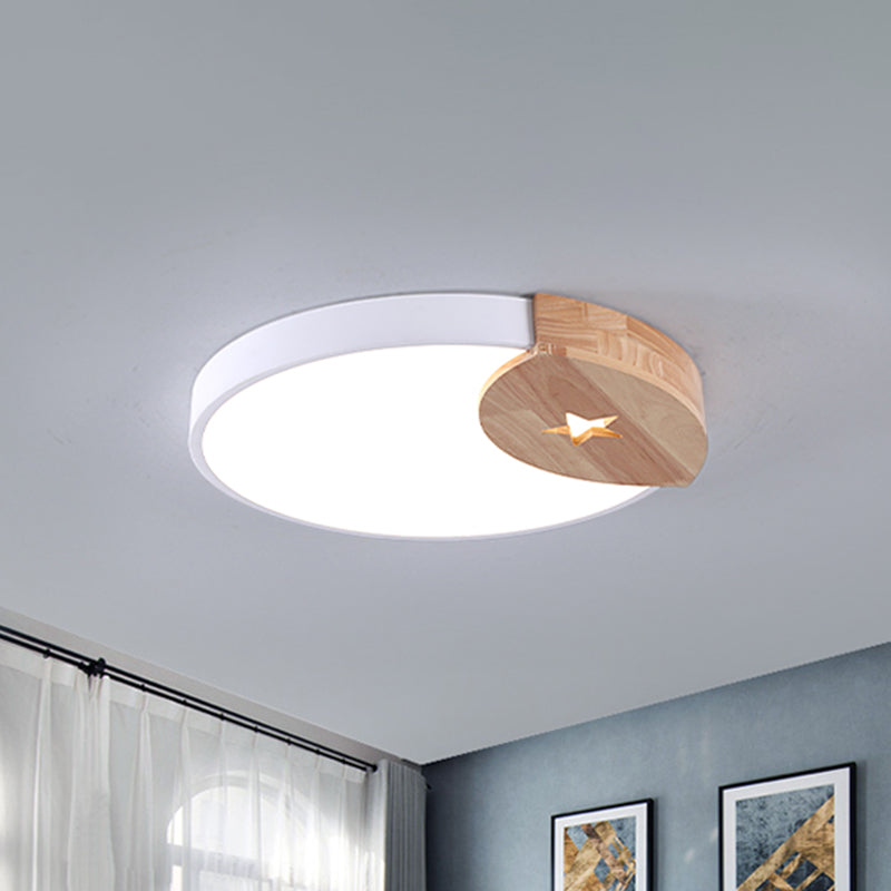 9/12 Circle White Led Flush Light With Acrylic Ceiling Mount - Modern White/Warm / 9