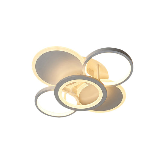 Sleek 16’/19.5’ W Metal Circular Semi Flush Mount Led Ceiling Light For Bedroom - White/Warm