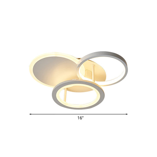 Sleek 16’/19.5’ W Metal Circular Semi Flush Mount Led Ceiling Light For Bedroom - White/Warm