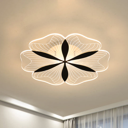 Minimalist Nordic Led Ceiling Flush Mount In Black White/Warm Light - Flower - Inspired Design