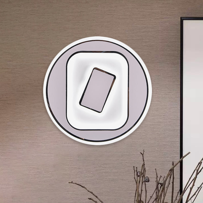 White Scandinavian Led Acrylic Sconce Light For Study Room - Wall Lighting Fixture With Warm And