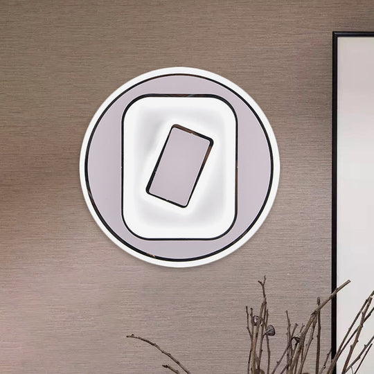 White Scandinavian Led Acrylic Sconce Light For Study Room - Wall Lighting Fixture With Warm And