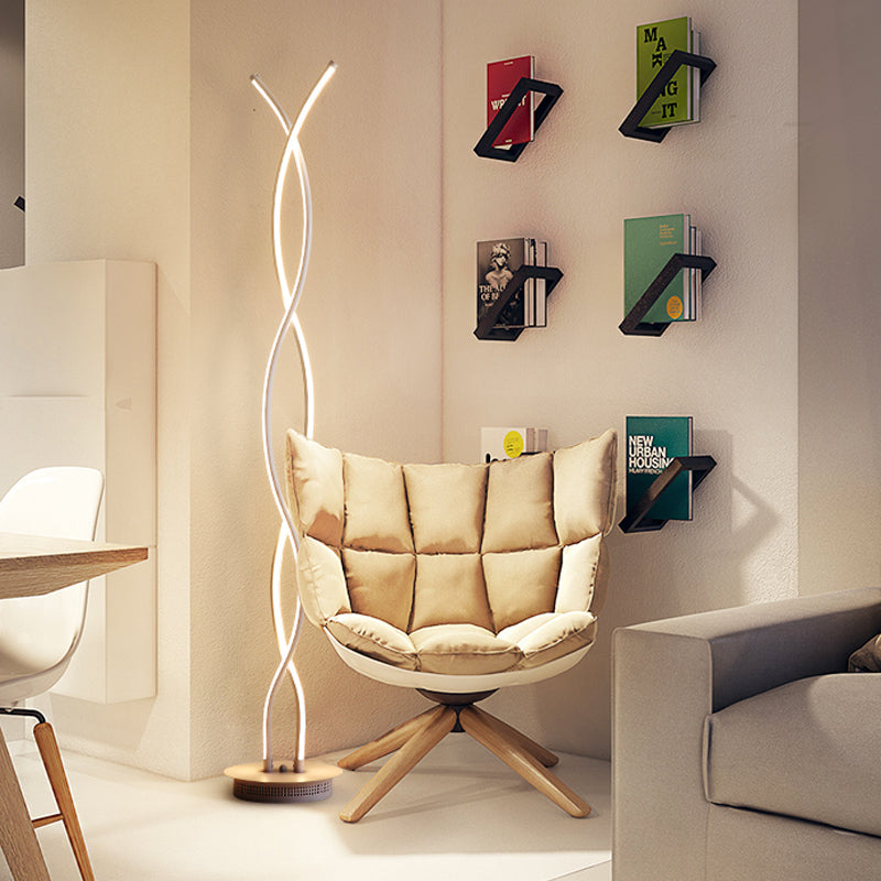 Simplistic Acrylic Spiral Led Floor Lamp - Ideal For Bedroom Reading