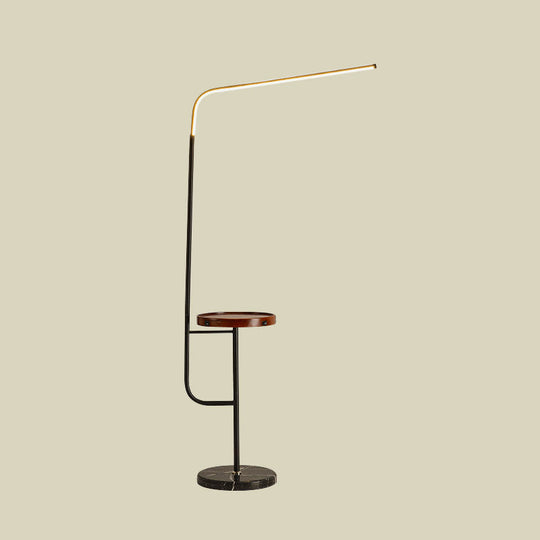 Nordic Acrylic Led Tubular Floor Light With Shelf - Bedroom Stand Up Lamp In Black/White