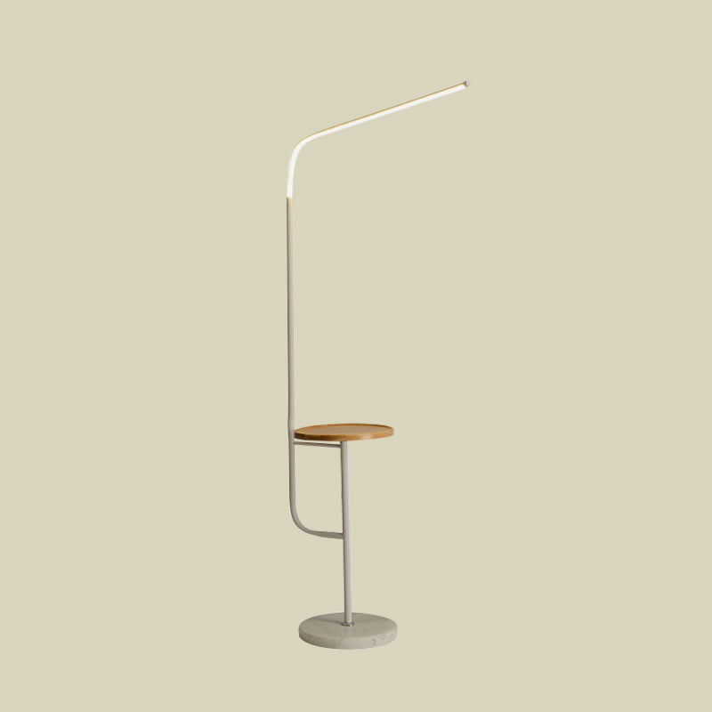 Nordic Acrylic Led Tubular Floor Light With Shelf - Bedroom Stand Up Lamp In Black/White