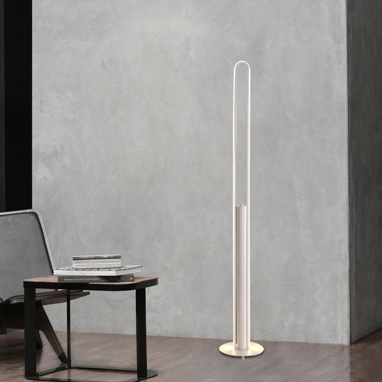 Minimalist Led Reading Floor Lamp In Acrylic Tubular Design - Black/White/Gold Warm/White Light