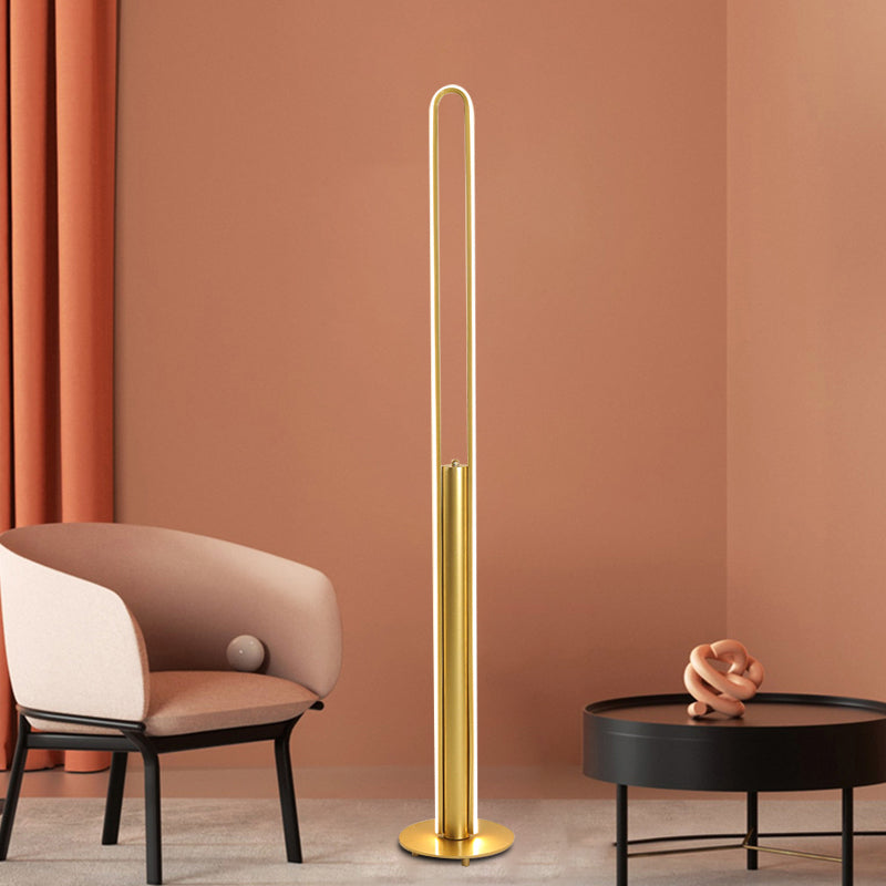 Minimalist Led Reading Floor Lamp In Acrylic Tubular Design - Black/White/Gold Warm/White Light