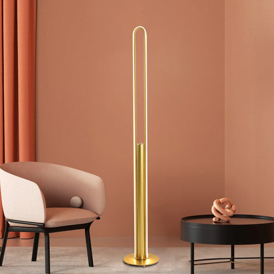 Minimalist Led Reading Floor Lamp In Acrylic Tubular Design - Black/White/Gold Warm/White Light