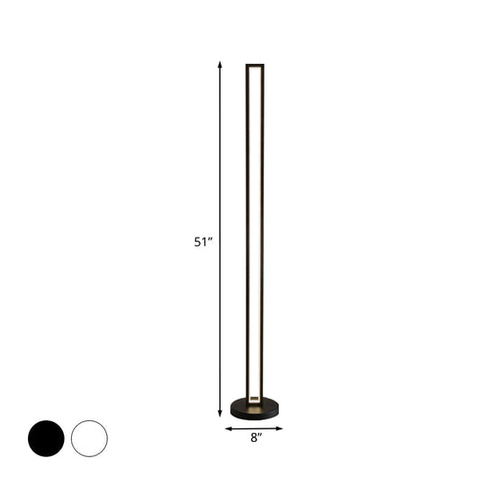 Metallic Black/White Led Floor Lamp - Contemporary Rectangle Frame Stand Up With Warm/White Light