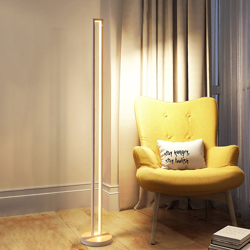 Metallic Black/White Led Floor Lamp - Contemporary Rectangle Frame Stand Up With Warm/White Light