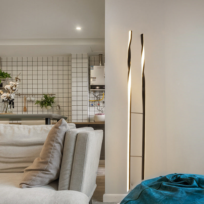 Minimalist Black Ladder Standing Lamp: Acrylic Led Floor Lighting For Bedroom Reading -