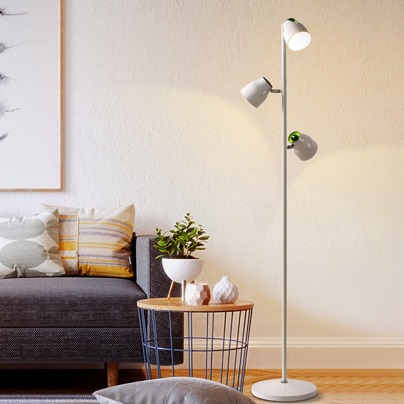 Modernist Metal Floor Reading Lamp - Trumpet Shape 2/3-Head White Ideal For Study Room
