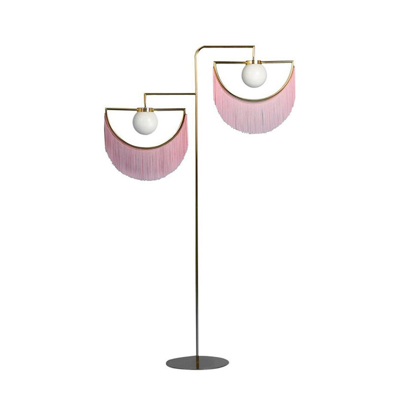 Pink Sun And Moon Reading Floor Lamp: Simplicity 2-Bulb Metal Stand For Bedroom