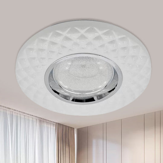 Contemporary Led Flushmount Lamp - White Ring Acrylic Ceiling Light With Warm/Natural Glow / Warm