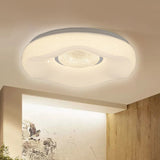 Modernist Led Flush Light With Acrylic White Flower Shade In White/Warm Available 15/19 Widths / 15