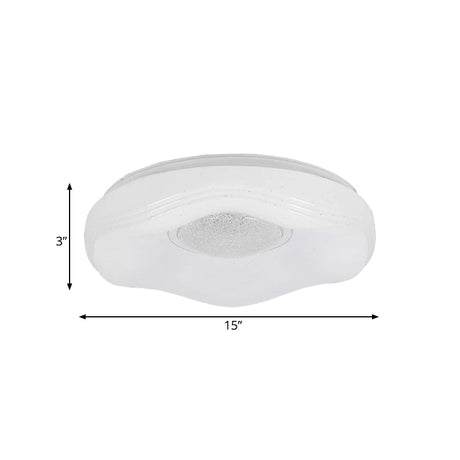Modernist Led Flush Light With Acrylic White Flower Shade In White/Warm Available 15/19 Widths