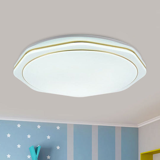 Modern White Led Acrylic Ceiling Lamp - 16’/19.5’ Geometry Flushmount For Bedroom Lighting