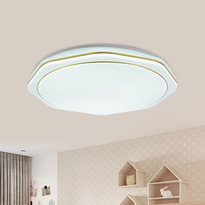 Modern White Led Acrylic Ceiling Lamp - 16’/19.5’ Geometry Flushmount For Bedroom Lighting / 16’