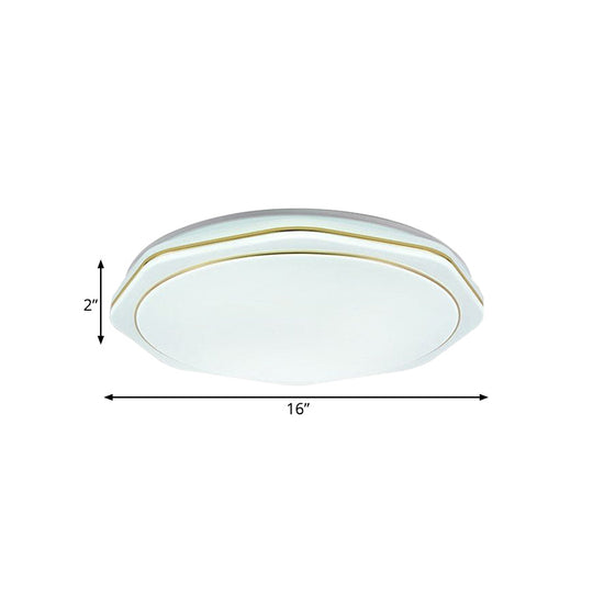 Modern White Led Acrylic Ceiling Lamp - 16/19.5 Geometry Flushmount For Bedroom Lighting