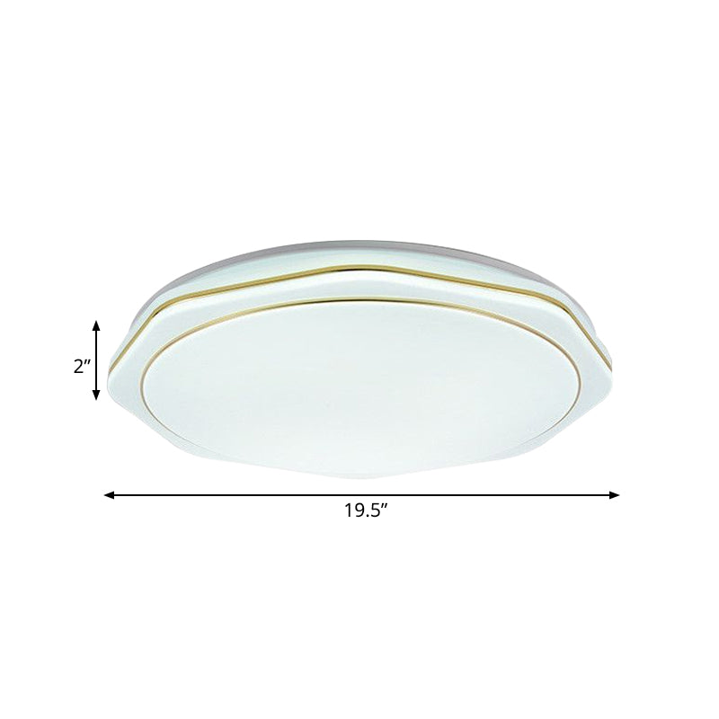 Modern White Led Acrylic Ceiling Lamp - 16’/19.5’ Geometry Flushmount For Bedroom Lighting
