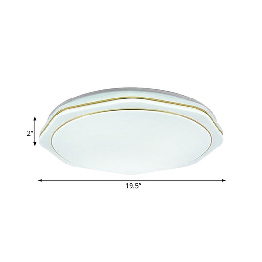 Modern White Led Acrylic Ceiling Lamp - 16’/19.5’ Geometry Flushmount For Bedroom Lighting