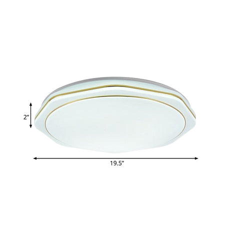 Modern White Led Acrylic Ceiling Lamp - 16/19.5 Geometry Flushmount For Bedroom Lighting