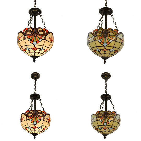 Tiffany Victorian Style Stained Glass Chandelier Pendant For Library Ceiling