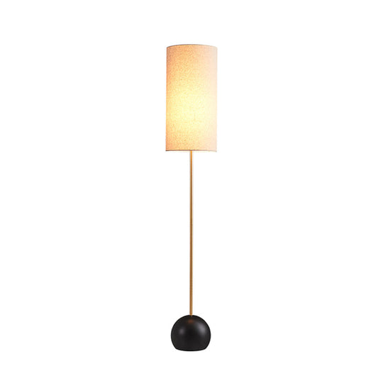 Minimalist Flaxen/Beige 1-Light Standing Floor Lamp With Cylindrical Fabric Shade - Ideal For Living