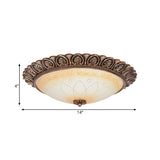 Antique Leaf-Trimmed Gold Led Flush Ceiling Light With Frosted Glass Dome - Flushmount Lighting