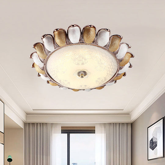 Sunflower Glass Ceiling Lamp: Textured Led Flush Mount 14’/18’/22’ Width Silver/Gold Ideal