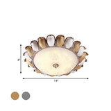 Sunflower Glass Ceiling Lamp: Textured Led Flush Mount 14’/18’/22’ Width Silver/Gold Ideal