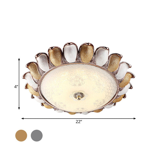 Sunflower Glass Ceiling Lamp: Textured Led Flush Mount 14’/18’/22’ Width Silver/Gold Ideal