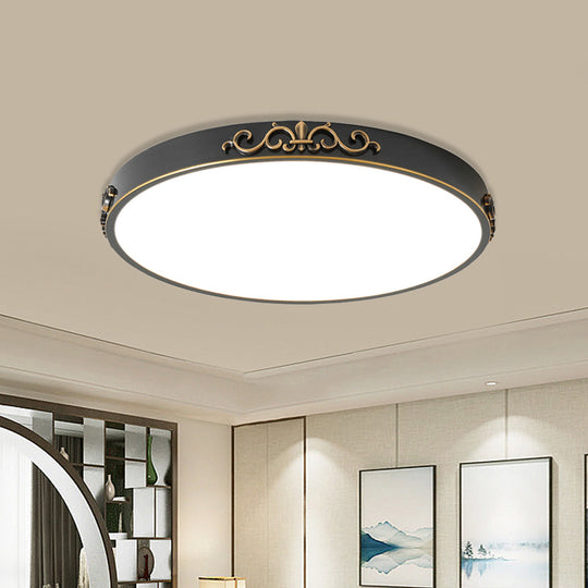 Ultrathin Round Led Flush Mount Ceiling Light - Minimalistic Black Metal Design