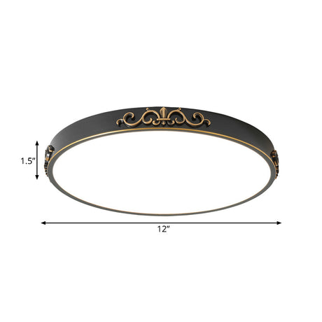 Ultrathin Round Led Flush Mount Ceiling Light - Minimalistic Black Metal Design